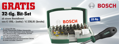 Gratis Bosch Bit-Set sichern!