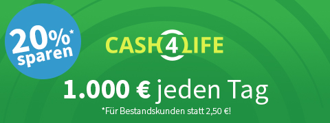  Exklusiv: Cash4Life Tippfeld für 2 € (statt 2,50 €) 