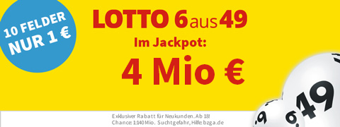 <b>41 Mio €</b> Jackpot bei LOTTO 6aus49 mit 11€ Gutschein