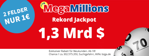 322 Mio $ Jackpot bei MegaMillions mit 8€ Gutschein
