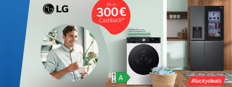 EURONICS LG Luckydeal: Bis zu 300 € Cashback auf LG Haushaltsgeräte