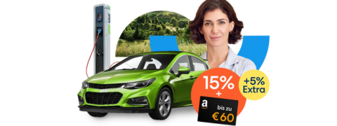 E-Auto Versicherung mit 15% + 5% + 60 € Amazon Gutschein