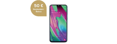 Erhalte ein Angebot von 20 € Rabatt auf das Samsung Galaxy A40, das ursprünglich 169 € kostete