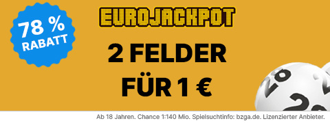 Eurojackpot Gutschein: 2 Spielfelder für nur 1€!