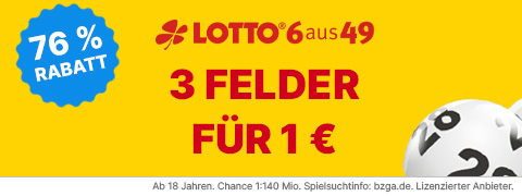 Exklusiv bei Tippland: 3 Lotto 6aus49 Felder zum Preis von 1 Euro