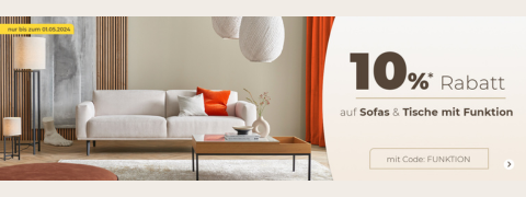 Sofa Gutschein: 10% Rabatt auf funktionale Sofas und Tische