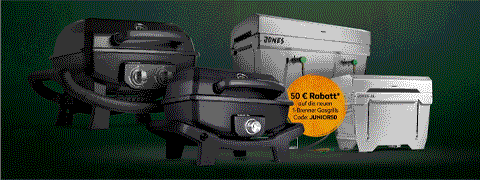 50€ Rabatt bei BURNHARD für Gasgrills JONES Jr. und WAYNE Jr.