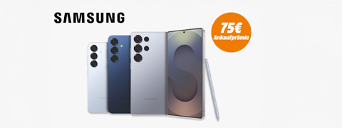 Erspare dir 75€, indem du dein Smartphone gegen die SAMSUNG S24- oder S25-Serie tauschst