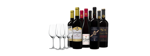 Wein GUTSCHEIN: 50% Rabatt auf das "Luxuriöse Weinpaket + Gläser" 