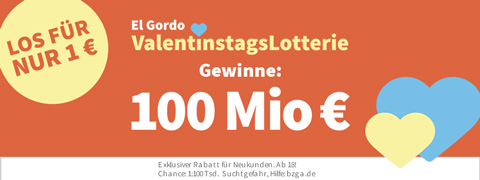GUTSCHEIN: El Gordo ValentinstagsLotterie-Los für 1€