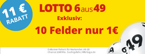 11€ Gutschein für 10 Tippfelder LOTTO 6aus49